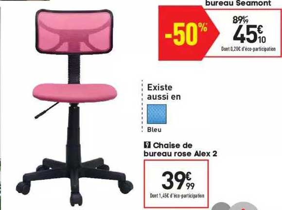chaise de bureau rose alex 2