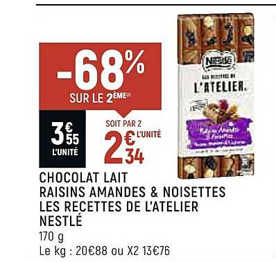 chocolat lait raisins amandes & noisettes les recettes de l'atelier nestlé