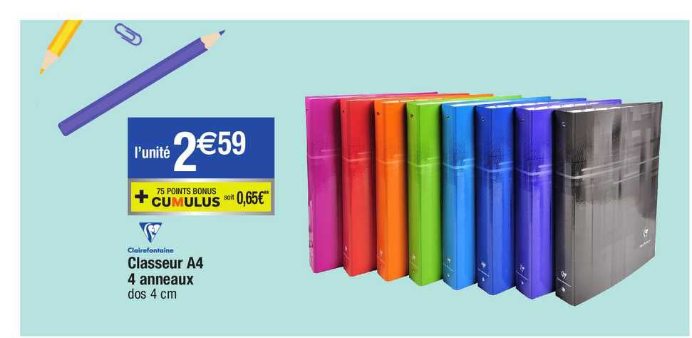 Classeur A4 4 Anneaux Clairefontaine