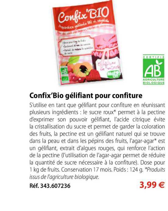 Confix'bio Gélifiant Pour Confiture