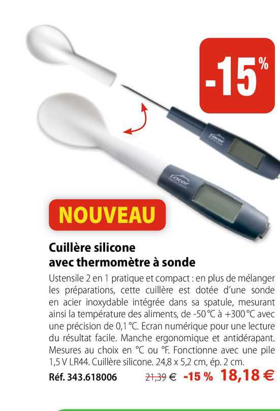 cuillère silicone avec thermomètre à sonde
