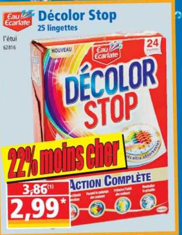 décolor stop 25 lingettes eau écarlate