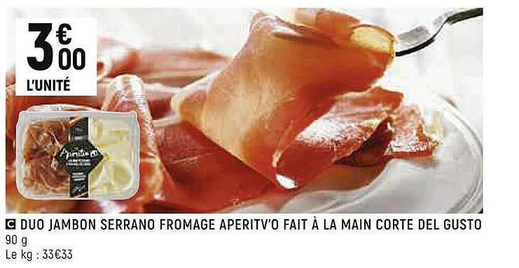 duo jambon serrano fromage aperitiv'o fait à la main corte del gusto