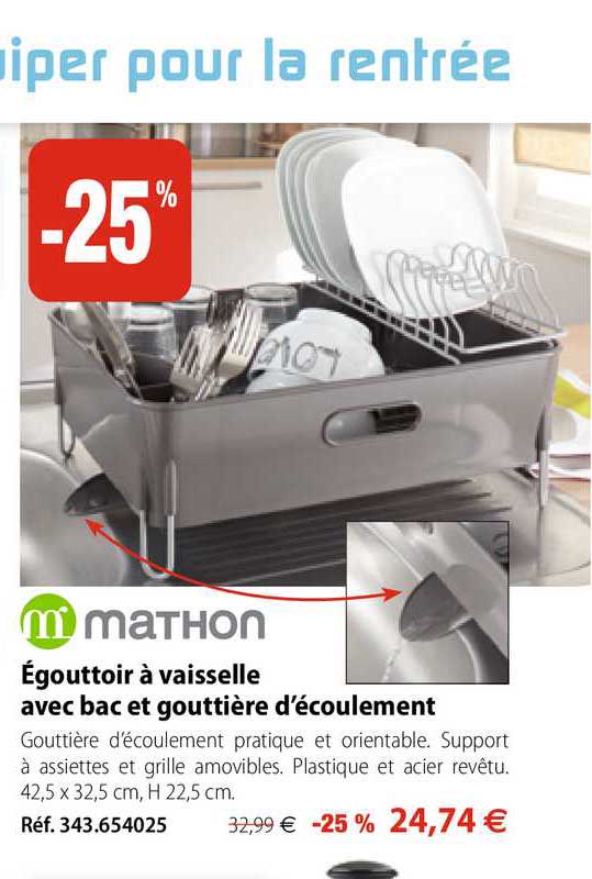 égouttoir à Vaisselle Avec Bac Et Gouttière D'écoulement