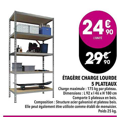 étagère charge lourde 5 plateaux