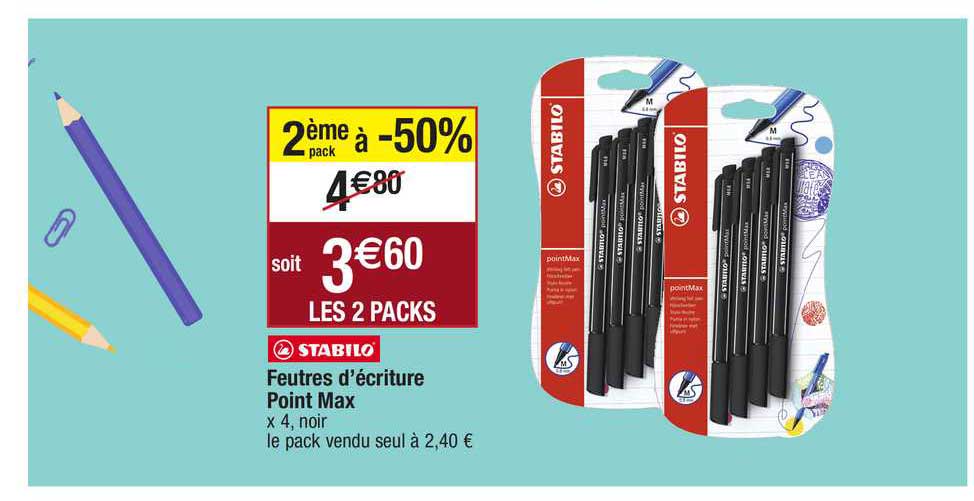feutres d'écriture point max stabilo