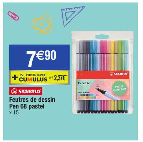 feutres de dessin pen 68 pastel stabilo