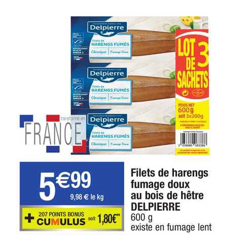 filets de harengs fumage doux au bois de hêtre delpierre