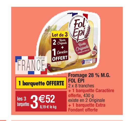 fromage 28% m.g. fol épi