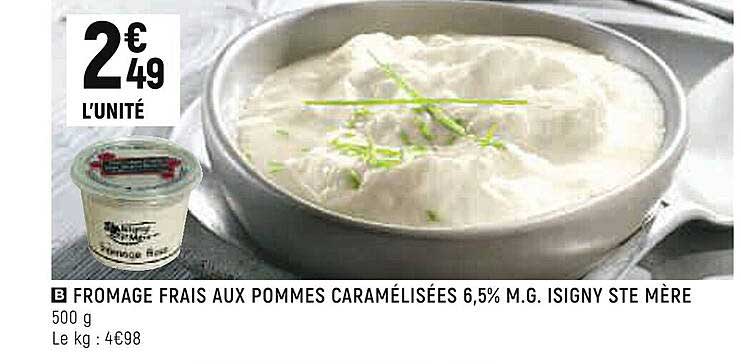 fromage frais aux pommes caramélisées 6,5% m.g. isigny ste mère
