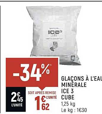 glaçons à l'eau minérale ice 3 cube
