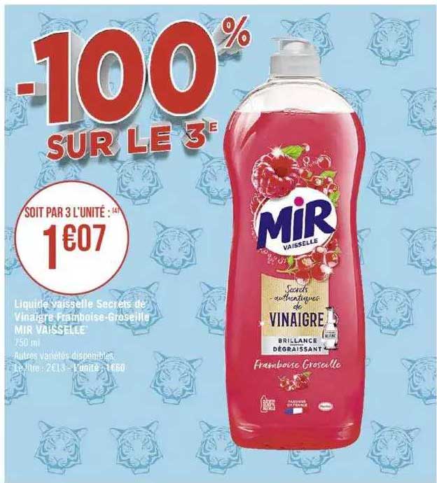 Liquide Vaisselle Secrets De Vinaigre Framboise-groseille Mir Vaisselle