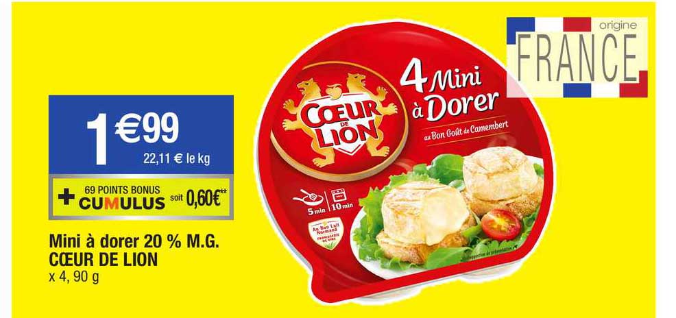 mini à dorer 20% m.g. cœur de lion