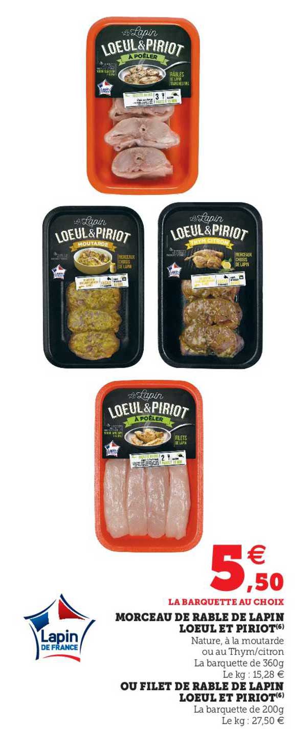 morceau de rable de lapin loeul et piriot ou filet de rable de lapin loeul et piriot