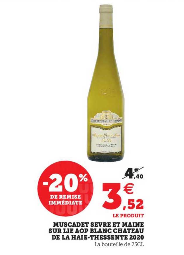 muscadet sèvre et maine sur lie aop blanc château de la haie-thessente 2020
