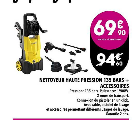 nettoyeur haute pression 135 bars + accessoires