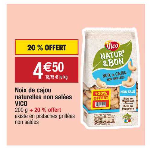 Noix De Cajou Naturelles Non Salées Vico