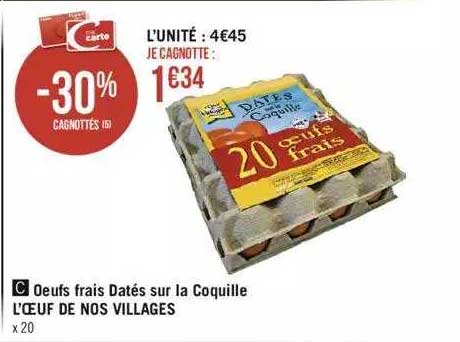 oeufs frais datés sur la coquille l'oeuf de nos villages