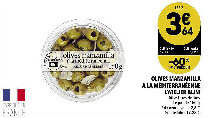 olives manzanilla à la méditerranéenne l'atelier blini