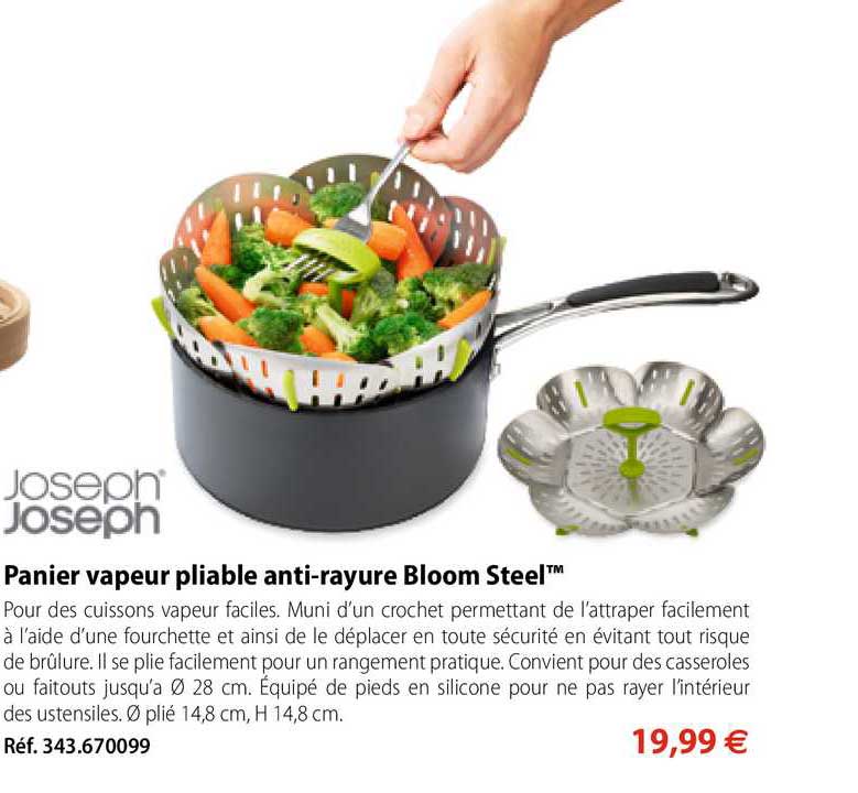 panier vapeur pliable anti-rayure bloom steel joseph joseph
