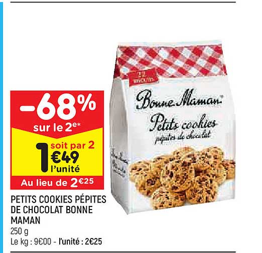 petits cookies pépites de chocolat bonne maman