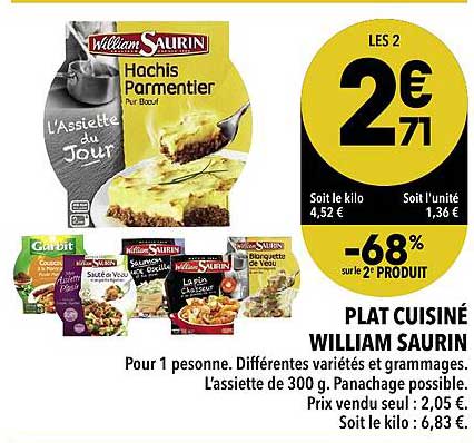 plat cuisiné william saurin