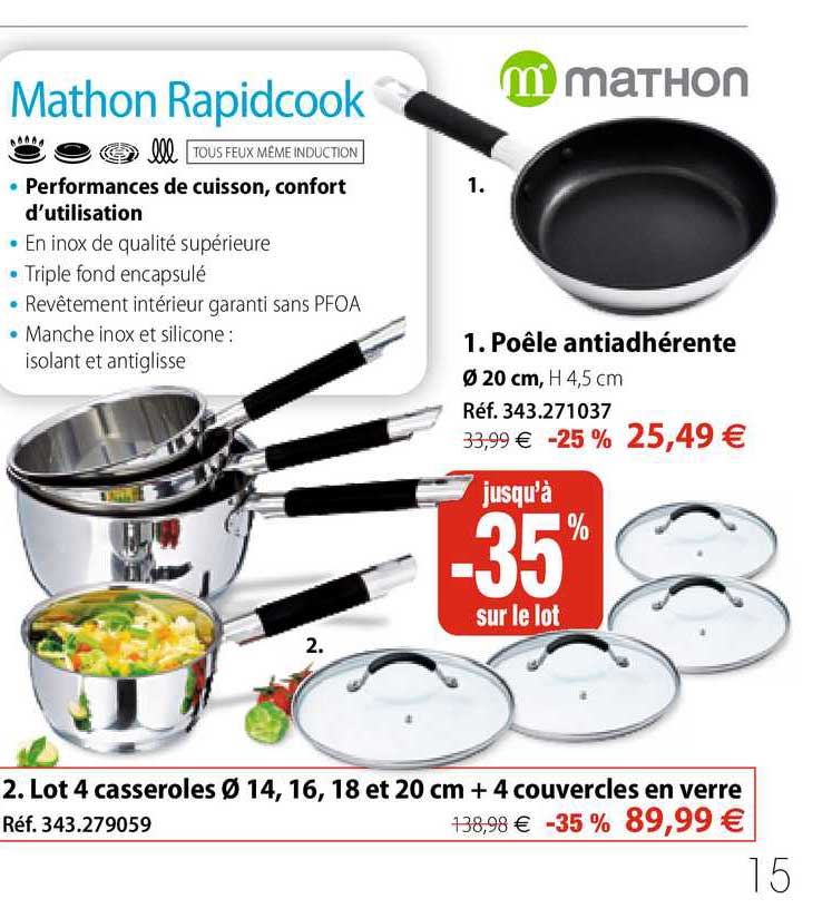 Poêle Antiadhérente 20 Cm, Lot 4 Casseroles 14, 16, 18 Et 20 Cm + 4 Couvercles En Verre