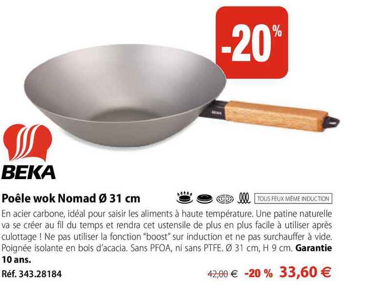 poêle wok nomad 31 cm beka