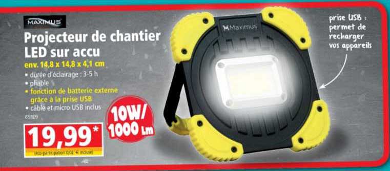 projecteur de chantier led sur accu maximus