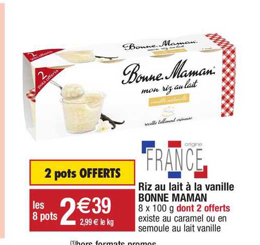 riz au lait à la vanille bonne maman