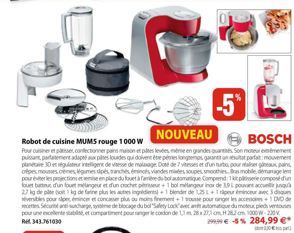 Robot De Cuisine Mum5 Rouge 1000 W Bosch