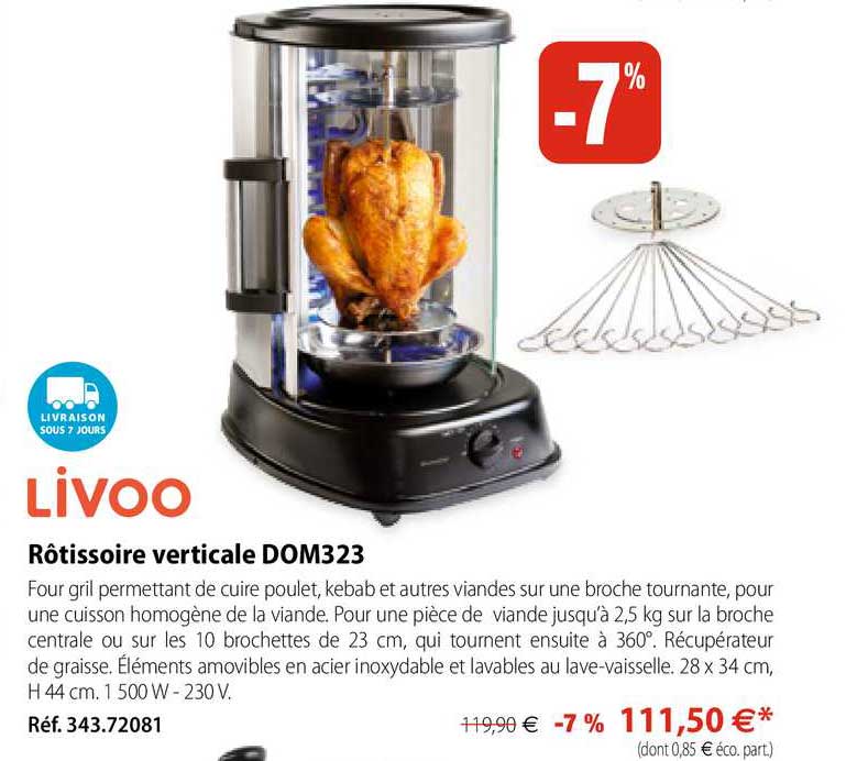rôtissoire verticale dom323 livoo