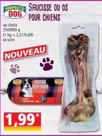 saucisse ou os pour chiens perfecto dog