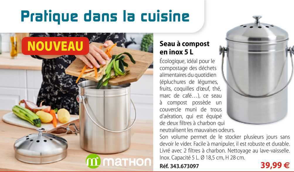 Seau à Compost En Inox 5 L