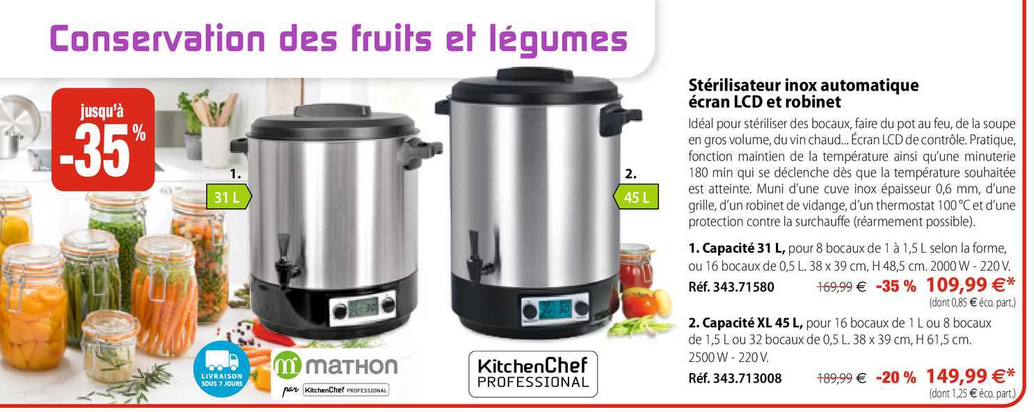 stérilisateur inox automatique écran lcd et robinet