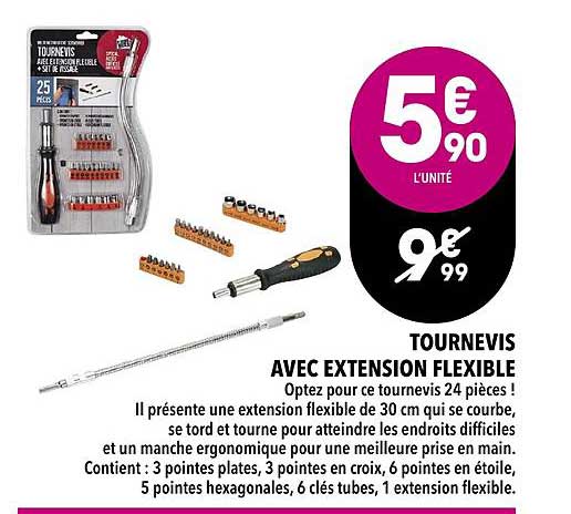 tournevis avec extension flexible