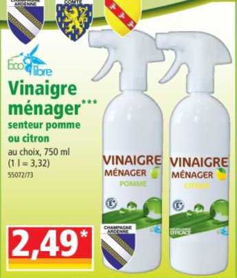vinaigre ménager senteur pomme ou citron