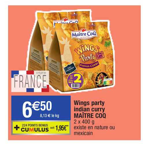 wings party indian curry maître coq