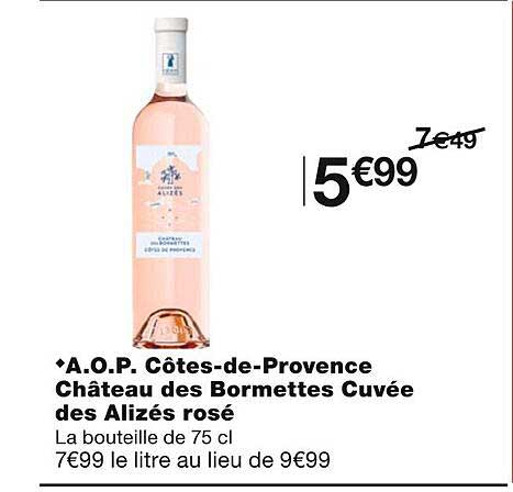 a.o.p côtes-de-provence château des brormettes cuvées des alizés rosé