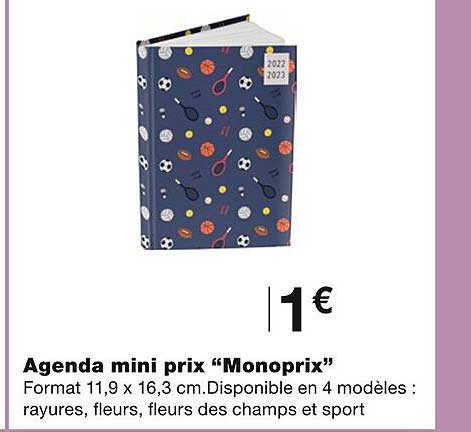 agenda mini prix "monoprix"
