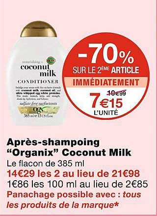 après-shampoing "organix" coconut milk