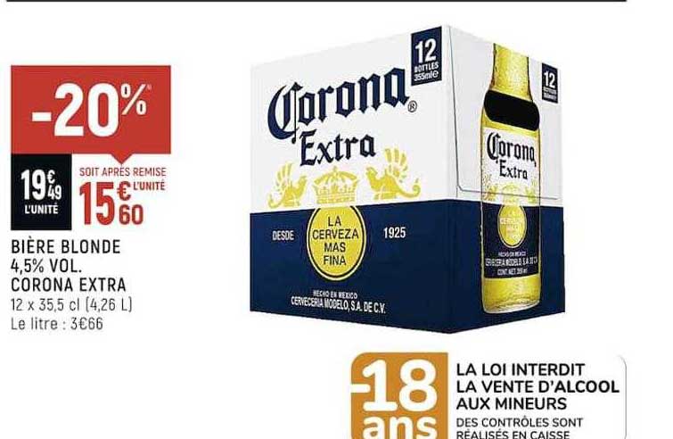 Bière Blonde 4,5 Vol Corona Extra
