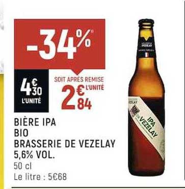 bière ipa bio brasserie de vezelay 5,6% vol