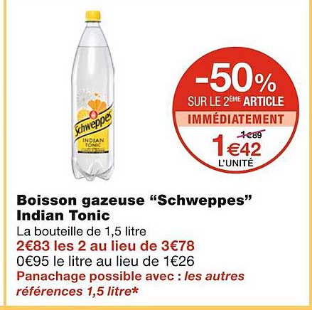 boisson gazeuse "schweppes" indian tonic