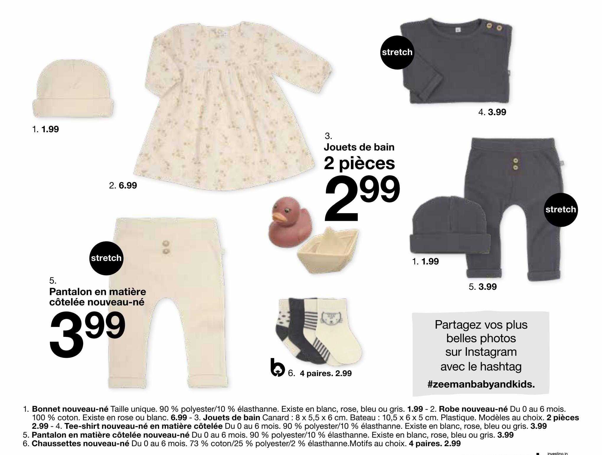 bonnet nouveau-né, robe nouveau-né, jouets de bain, tee-shirt nouveau-né en matière côtelée, pantalon en matière côtelée nouveau-né, chaussettes nouveau-né