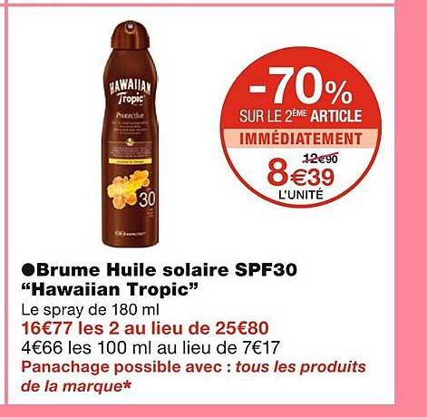 brume huile solaire spf30 "hawaiian tropic"