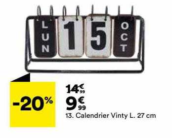 calendrier vinty l. 27 cm