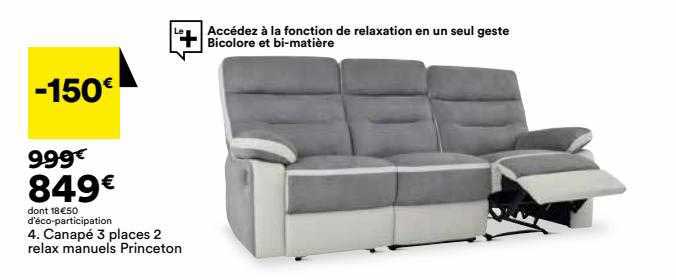 canapé 3 places 2 relax manuels princeton