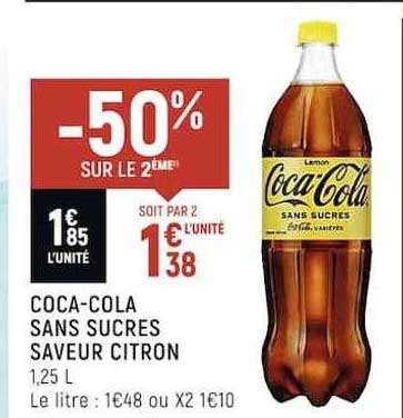 coca-cola sans sucres saveur citron