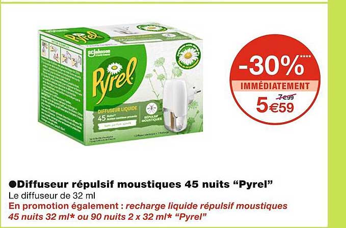 diffuseur répulsif moustiques 45 nuits "pyrel"